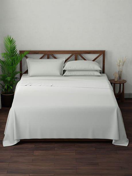 100% Cotton, King Bedsheet Set, 300 TC Solid, Emblem