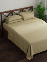 100% Cotton, King Bedsheet Set, 300 TC Solid, Emblem