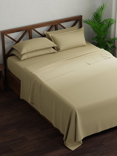 100% Cotton, King Bedsheet Set, 300 TC Solid, Emblem