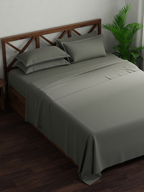 100% Cotton, King Bedsheet Set, 300 TC Solid, Emblem