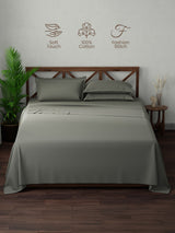 100% Cotton, King Bedsheet Set, 300 TC Solid, Emblem