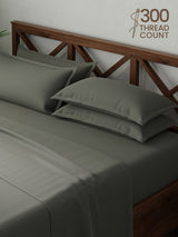 100% Cotton, King Bedsheet Set, 300 TC Solid, Emblem