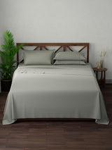 100% Cotton, King Bedsheet Set, 300 TC Solid, Emblem