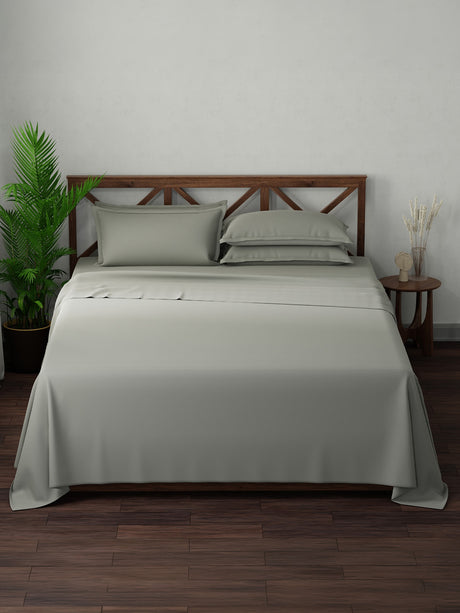 100% Cotton, King Bedsheet Set, 300 TC Solid, Emblem