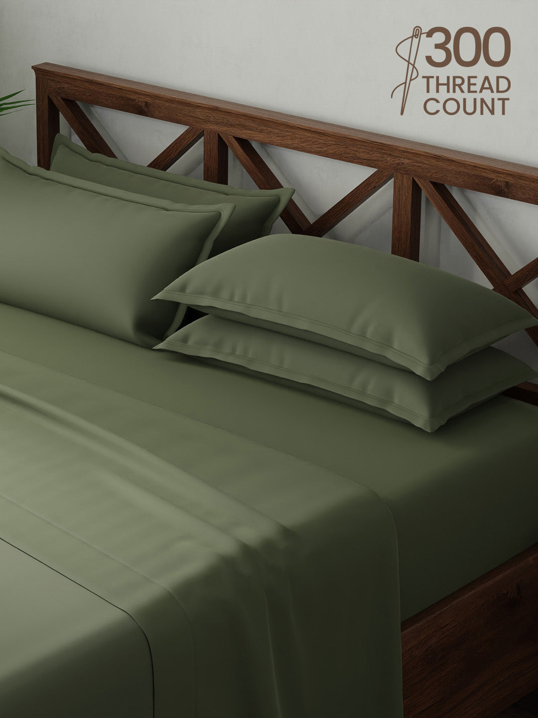 100% Cotton, King Bedsheet Set, 300 TC Solid, Emblem