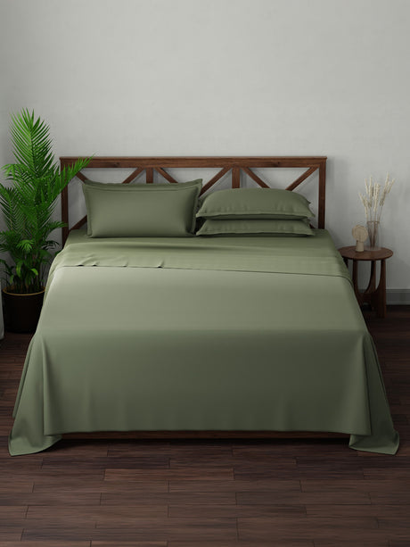 100% Cotton, King Bedsheet Set, 300 TC Solid, Emblem