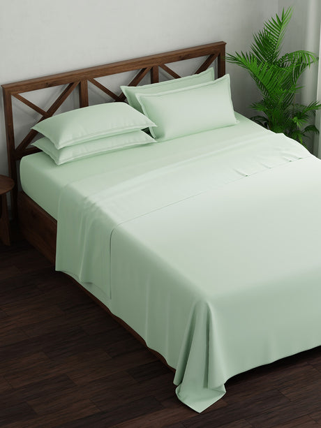 100% Cotton, King Bedsheet Set, 300 TC Solid, Emblem