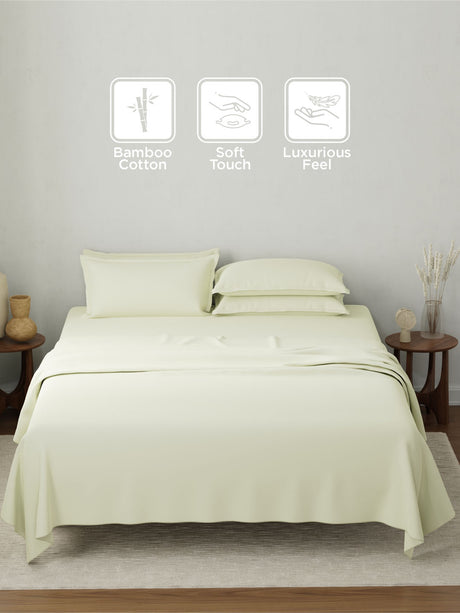 Bamboo Cotton, King Bedsheet Set, 180 TC Solid, Natures