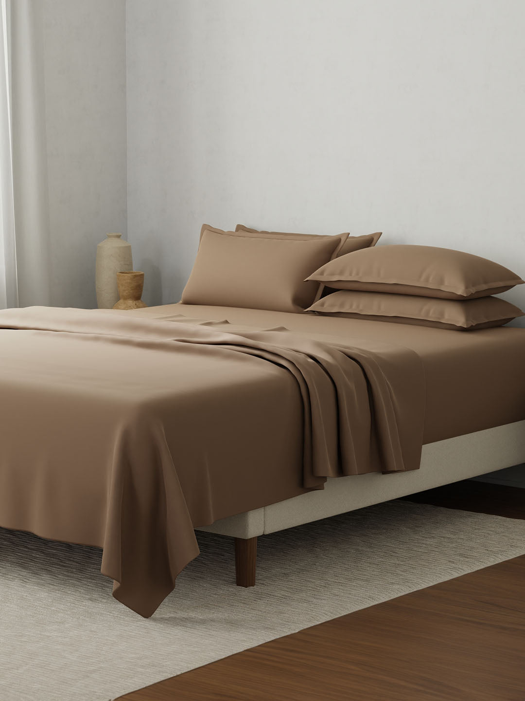 Bamboo Cotton, King Bedsheet Set, 180 TC Solid, Natures