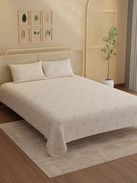 100% Kasturi Cotton King Bedsheet Set, 200 TC Printed, Indo Musk