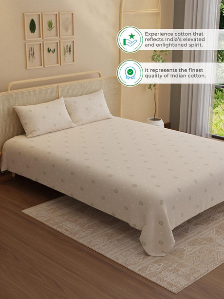 100% Kasturi Cotton King Bedsheet Set, 200 TC Printed, Indo Musk