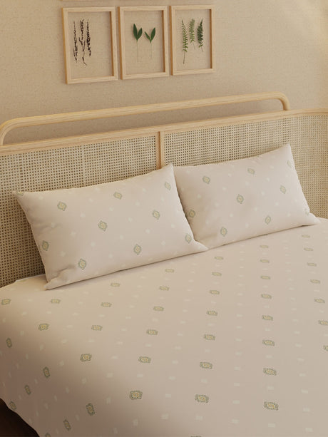 100% Kasturi Cotton King Bedsheet Set, 200 TC Printed, Indo Musk