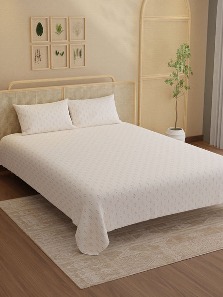 100% Kasturi Cotton King Bedsheet Set, 200 TC Printed, Indo Musk