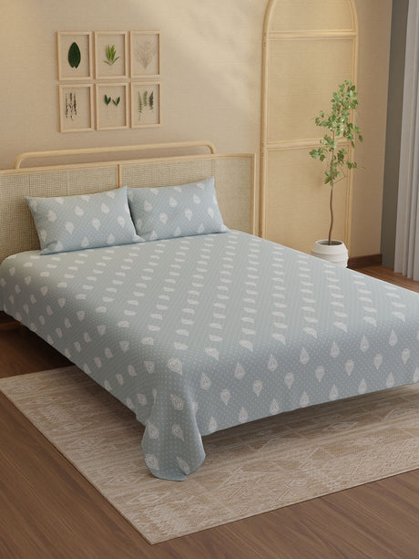 100% Kasturi Cotton King Bedsheet Set, 200 TC Printed, Indo Musk