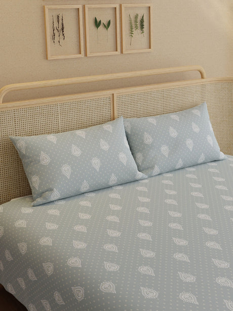 100% Kasturi Cotton King Bedsheet Set, 200 TC Printed, Indo Musk