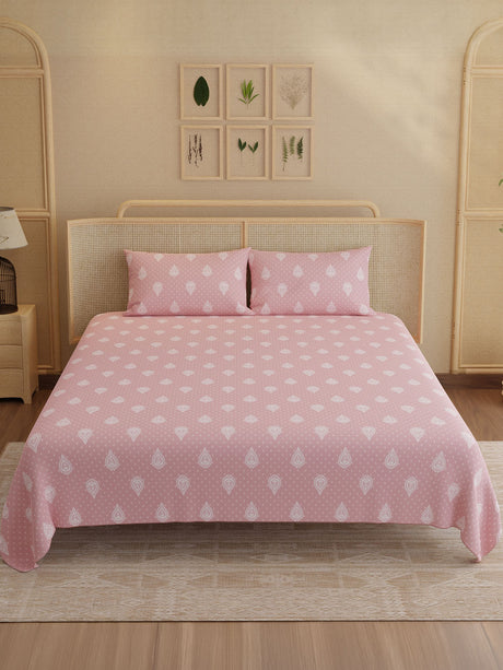 100% Kasturi Cotton King Bedsheet Set, 200 TC Printed, Indo Musk