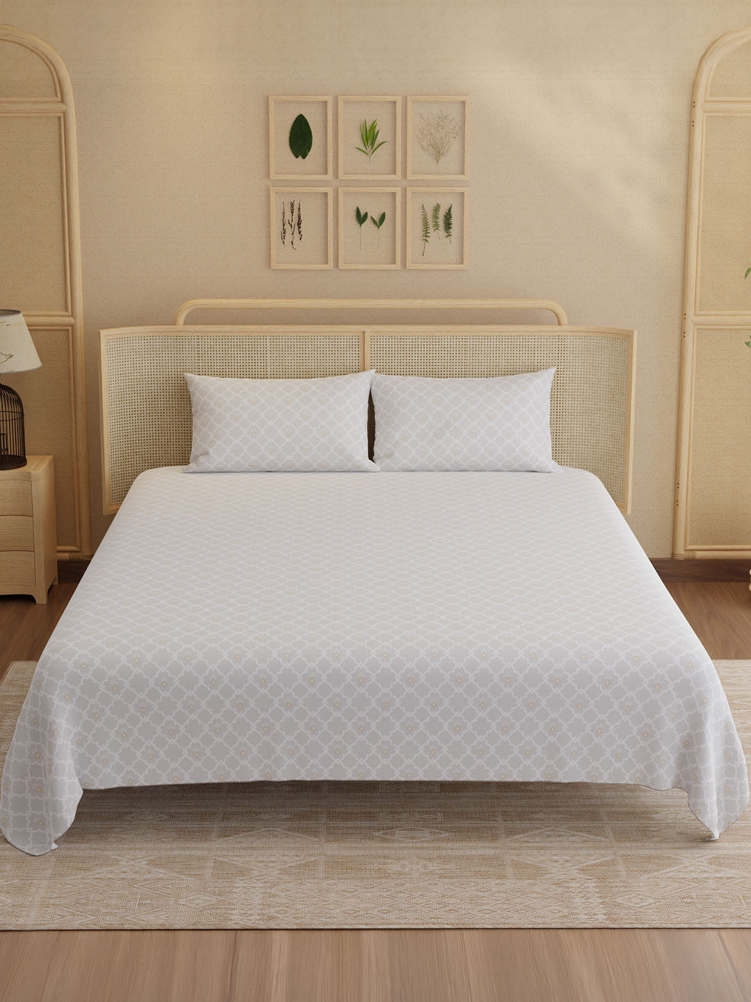 100% Kasturi Cotton King Bedsheet Set, 200 TC Printed, Indo Musk