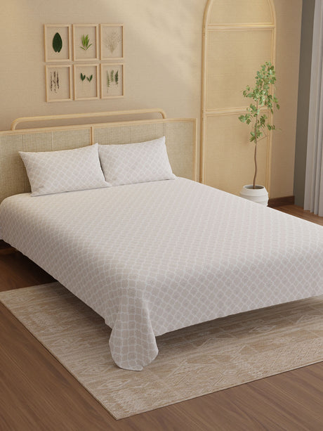 100% Kasturi Cotton King Bedsheet Set, 200 TC Printed, Indo Musk