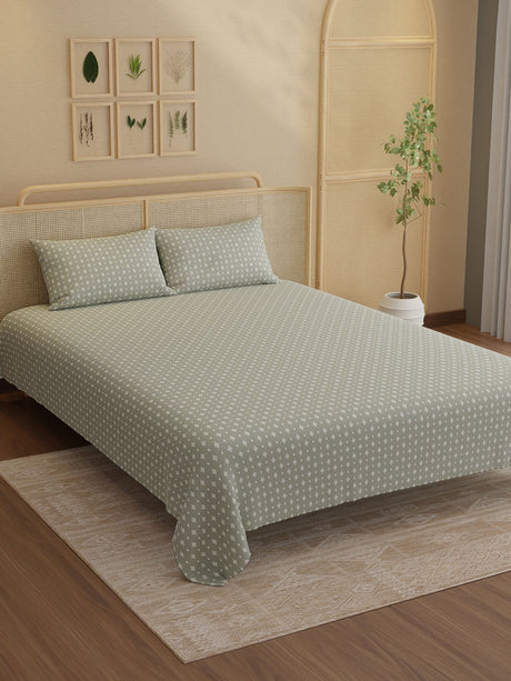 100% Kasturi Cotton King Bedsheet Set, 200 TC Printed, Indo Musk