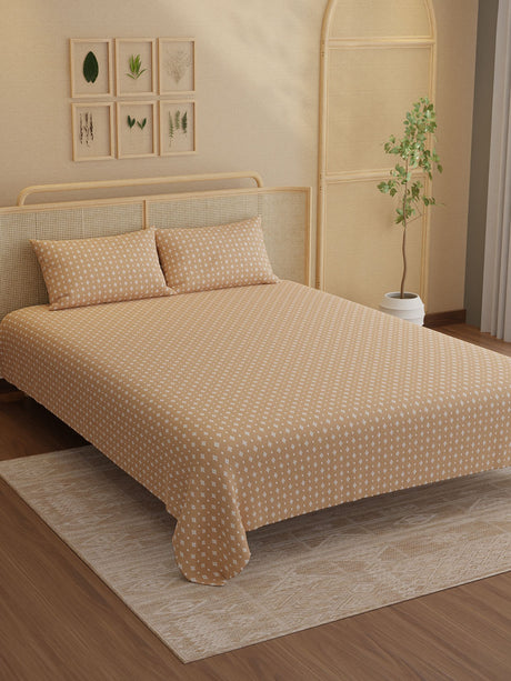 100% Kasturi Cotton King Bedsheet Set, 200 TC Printed, Indo Musk