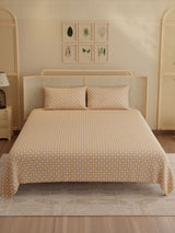 100% Kasturi Cotton King Bedsheet Set, 200 TC Printed, Indo Musk