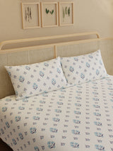 100% Kasturi Cotton King Bedsheet Set, 200 TC Printed, Indo Musk