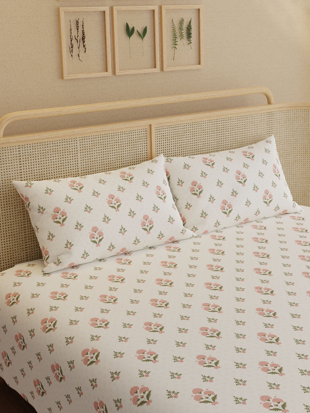 100% Kasturi Cotton King Bedsheet Set, 200 TC Printed, Indo Musk
