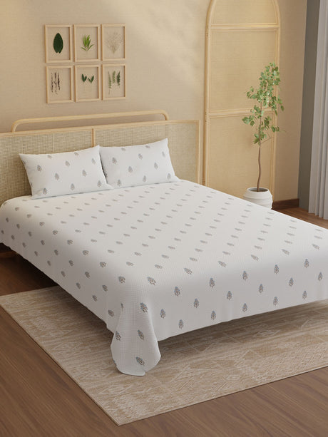 100% Kasturi Cotton King Bedsheet Set, 200 TC Printed, Indo Musk