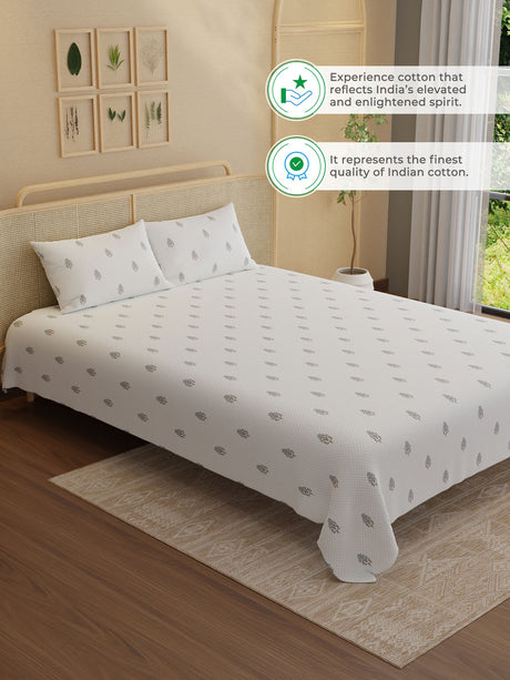 100% Kasturi Cotton King Bedsheet Set, 200 TC Printed, Indo Musk