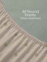 100% Kasturi Cotton, King Size, 200 TC Printed Fitted Sheet Set, Indo Musk