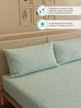 100% Kasturi Cotton, King Size, 200 TC Printed Fitted Sheet Set, Indo Musk