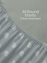 100% Kasturi Cotton, King Size, 200 TC Printed Fitted Sheet Set, Indo Musk