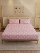100% Kasturi Cotton, King Size, 200 TC Printed Fitted Sheet Set, Indo Musk