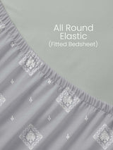100% Kasturi Cotton, King Size, 200 TC Printed Fitted Sheet Set, Indo Musk