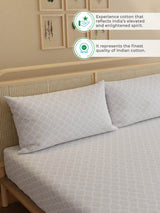 100% Kasturi Cotton, King Size, 200 TC Printed Fitted Sheet Set, Indo Musk