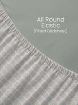 100% Kasturi Cotton, King Size, 200 TC Printed Fitted Sheet Set, Indo Musk