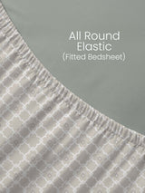 100% Kasturi Cotton, King Size, 200 TC Printed Fitted Sheet Set, Indo Musk