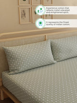 100% Kasturi Cotton, King Size, 200 TC Printed Fitted Sheet Set, Indo Musk