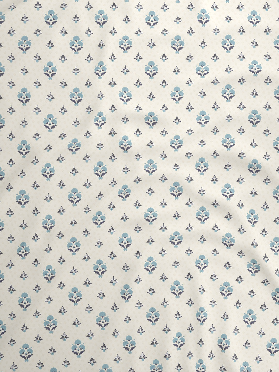 100% Kasturi Cotton, King Size, 200 TC Printed Fitted Sheet Set, Indo Musk