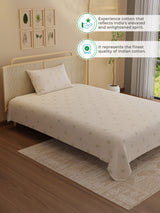 100% Kasturi Cotton 200 TC, Printed Single Bedsheet Set, Indo Musk