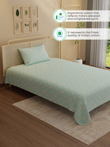 100% Kasturi Cotton 200 TC, Printed Single Bedsheet Set, Indo Musk