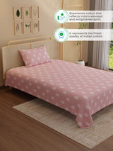 100% Kasturi Cotton 200 TC, Printed Single Bedsheet Set, Indo Musk