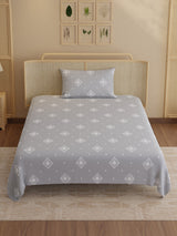 100% Kasturi Cotton 200 TC, Printed Single Bedsheet Set, Indo Musk