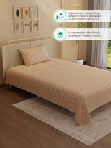 100% Kasturi Cotton 200 TC, Printed Single Bedsheet Set, Indo Musk