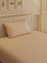 100% Kasturi Cotton 200 TC, Printed Single Bedsheet Set, Indo Musk