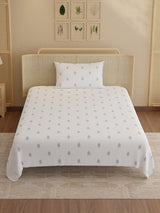 100% Kasturi Cotton 200 TC, Printed Single Bedsheet Set, Indo Musk