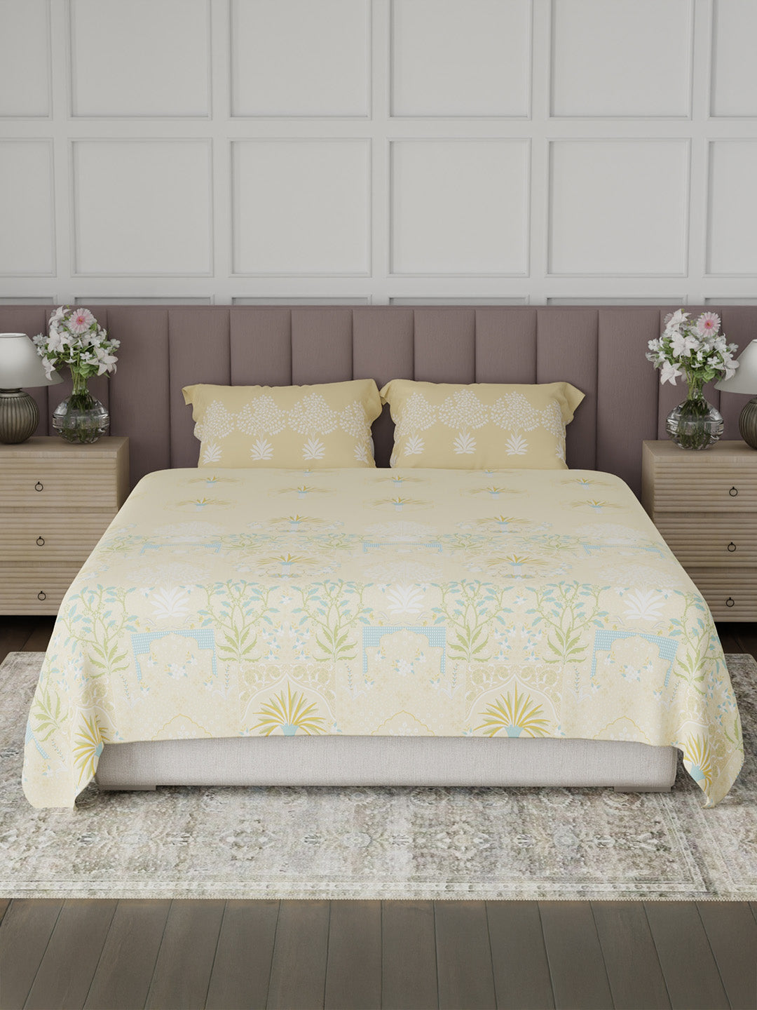 100% Cotton King Bedsheet Set, 200 TC Floral, Valatia