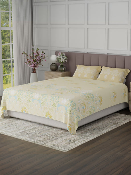 100% Cotton King Bedsheet Set, 200 TC Floral, Valatia