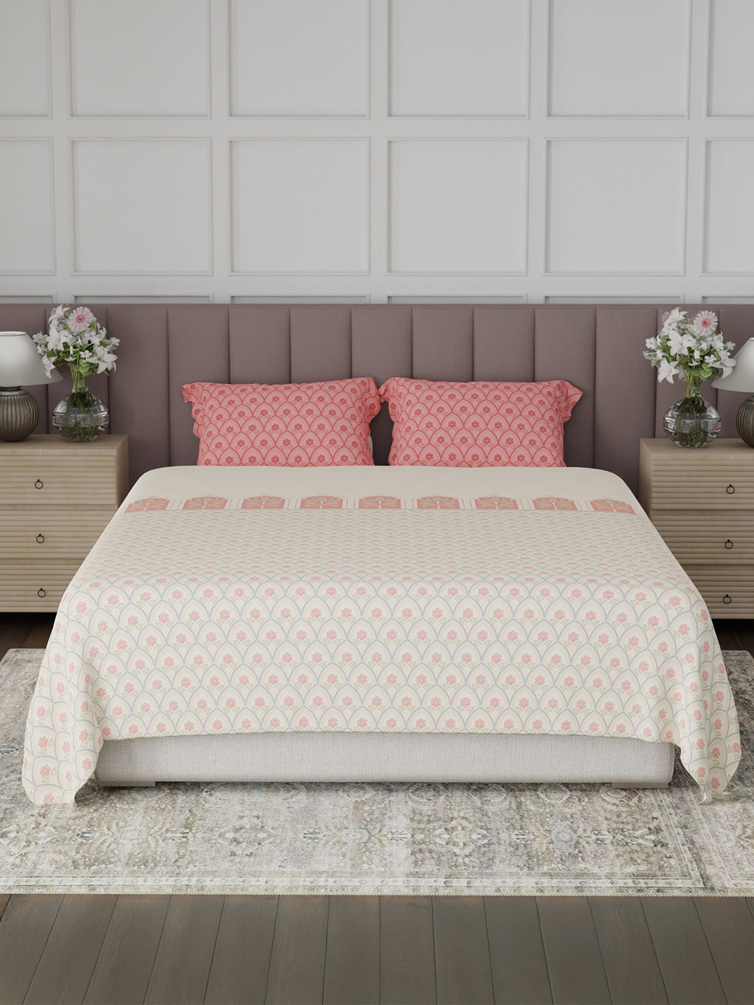 100% Cotton King Bedsheet Set, 200 TC Floral, Valatia