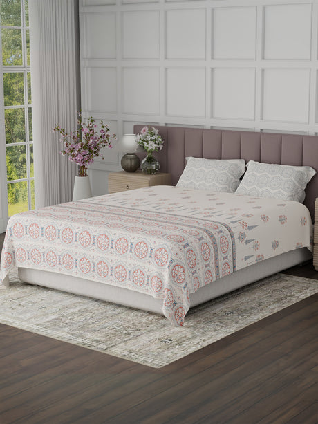 100% Cotton King Bedsheet Set, 200 TC Floral, Valatia